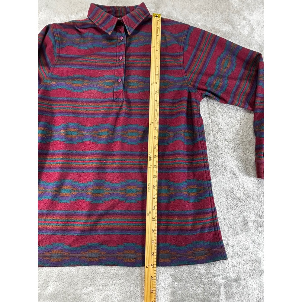 REI Polartec Fleece Pullover Mens Small Burgundy Southwestern Aztec USA Made - Picture 8 of 8